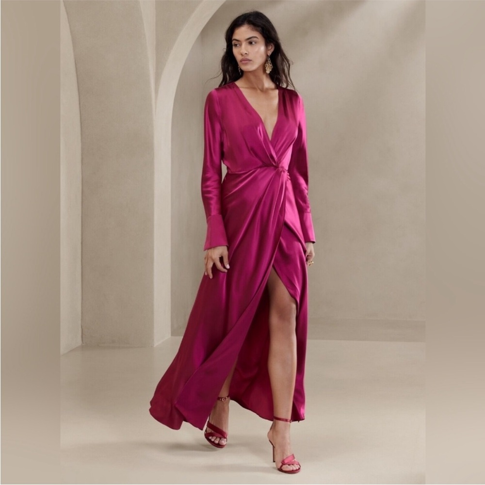 NEW! Banana Republic Bright Berry Etude Silk Dress - Size 0 Petite 🎻
